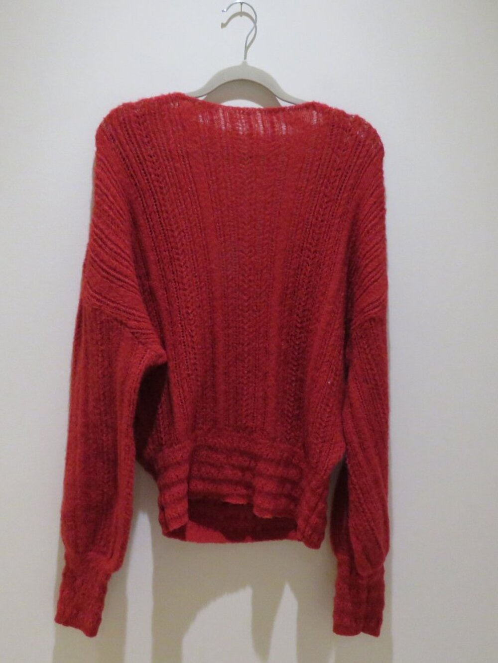 HALARA Sheer V Neck Long Sleeve Work Sweater-Front and Back Wearable Rose Bud - Picture 12 of 16